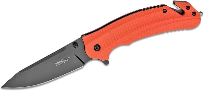 Kershaw Barricade Pocket Knife, Orange, 3.5 Inch Stainless Steel Drop Point Blade, Multifunction Rescue EDC with Assisted Opening, Everyday Carry Pocket Knife for Men and Women - Image 1